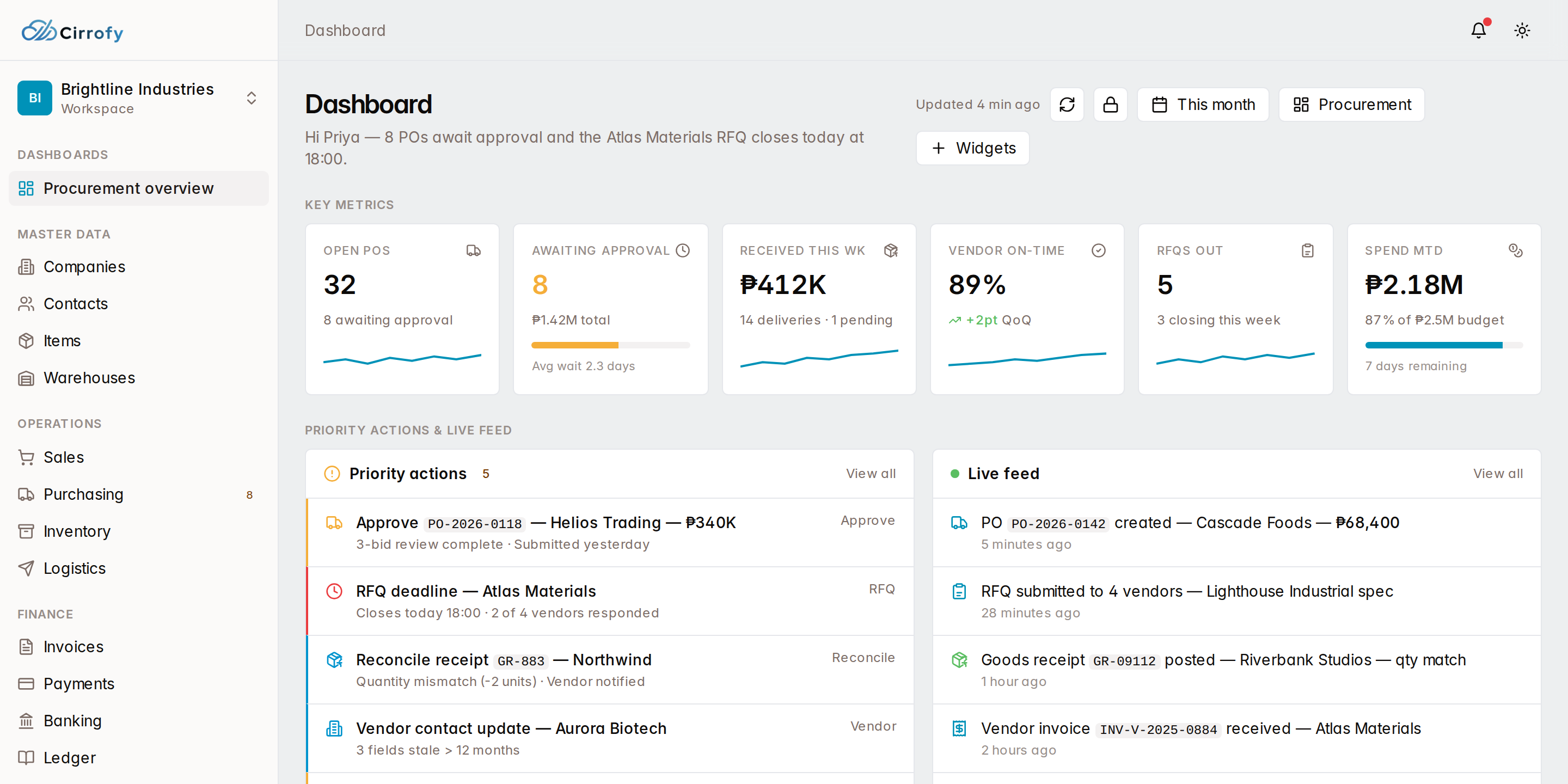Office staff dashboard with invoice list