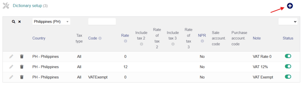 VAT Setup